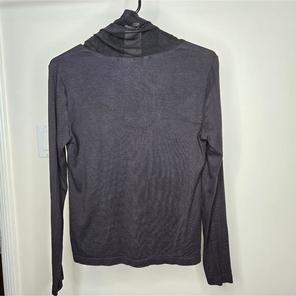 BARBARA LESSER Fibers Black Cowl Neck Long Sleeve Mixed Media Top Size M - Picture 4 of 7